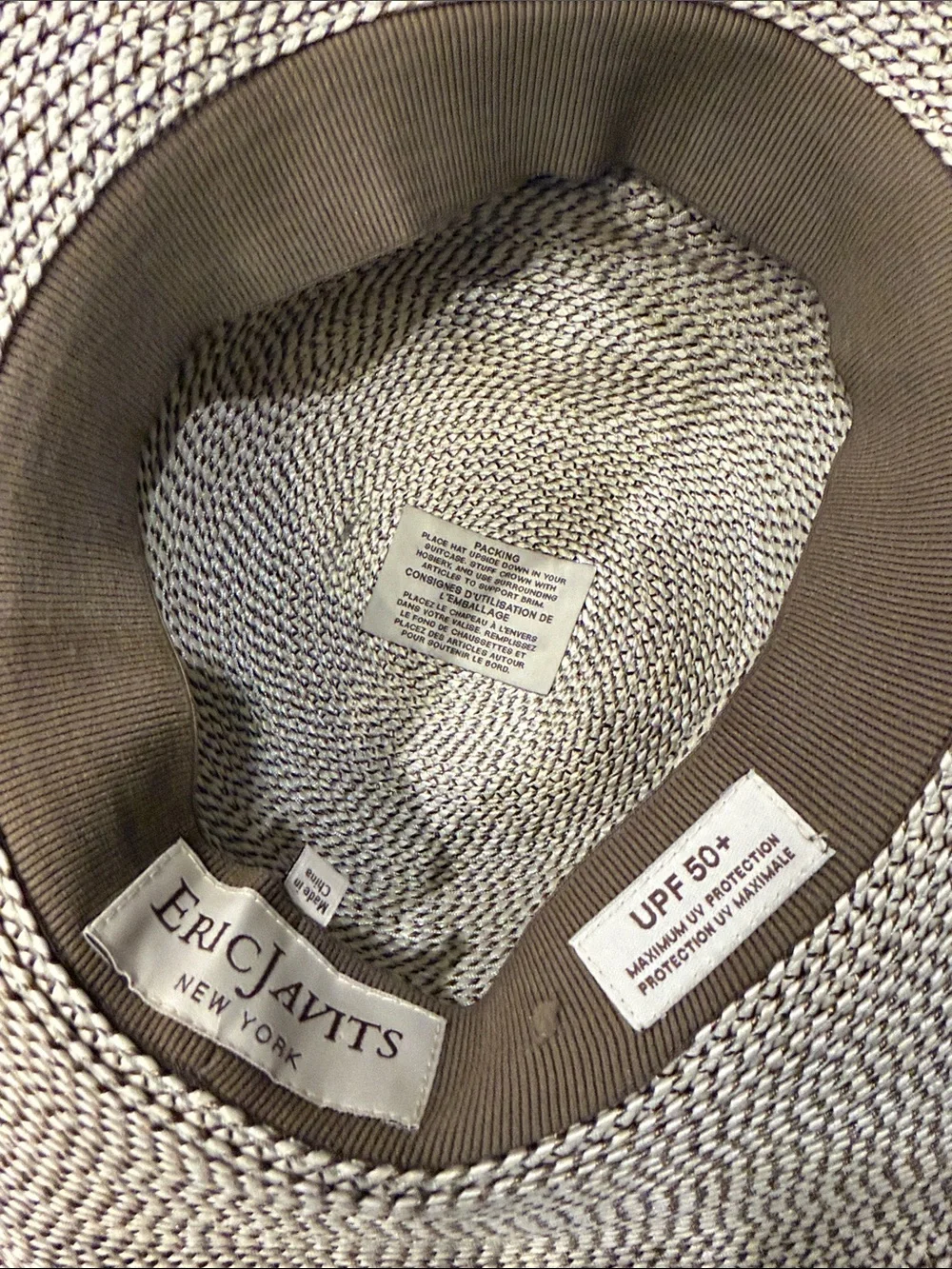 Eric Javits UPF + 50 Woven Wide-Brim Sun Hat — Taupe - Picture 5 of 10